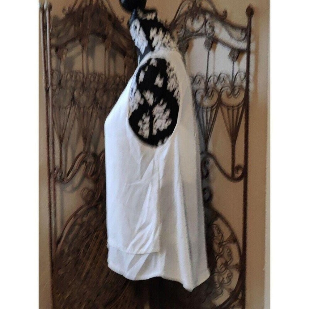 TRUE LIGHT Womens Small White Chiffon Tunic Top Layered Sleeveless Racerback NWT - Picture 2 of 5